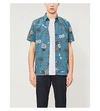 Ted Baker Group Floral-print Regular-fit Cotton Shirt In Teal-blue