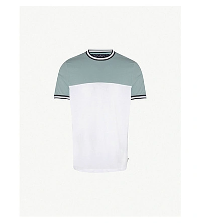 Ted Baker Silva Panelled Cotton T-shirt In Pl-green