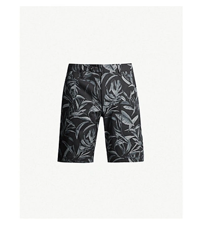 Ted Baker Austral Floral-print Cotton-blend Twill Shorts In Navy