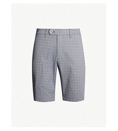 Ted Baker Joordan Embroidered Cotton-blend Shorts In Grey