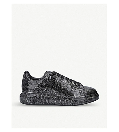 Alexander Mcqueen Show Patent Glitter Trainers In Black