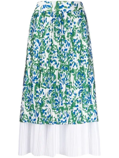 Victoria Victoria Beckham Abstract-print Layered Crepe Skirt In White