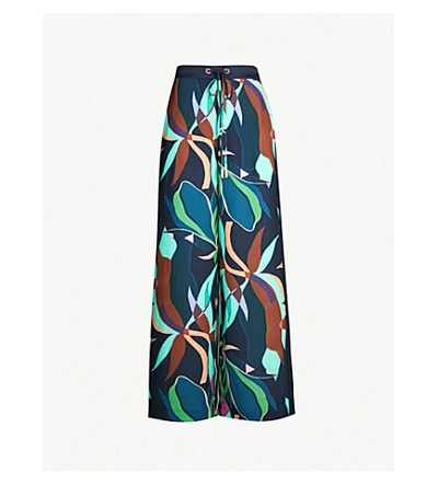 Ted Baker Glooria Crepe-satin Trousers In Navy