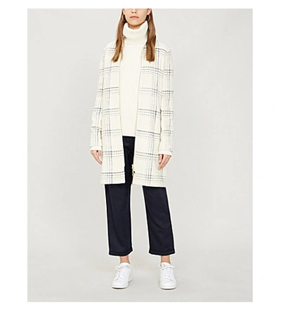 Ted Baker Checked Woven Coat In White