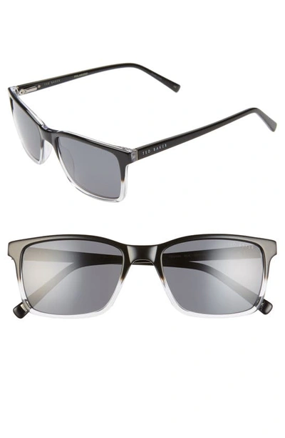 Ted Baker 55mm Polarized Rectangular Sunglasses In Black