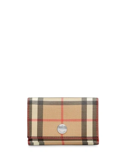 Burberry Small Vintage Check E-canvas Folding Wallet In Red