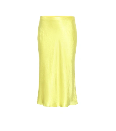 Vince Satin Slip Midi Skirt In Yellow