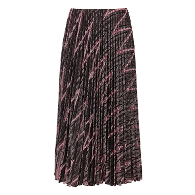 M Missoni Zigzag Metallic-knit Plissé Midi Skirt In Pink Black