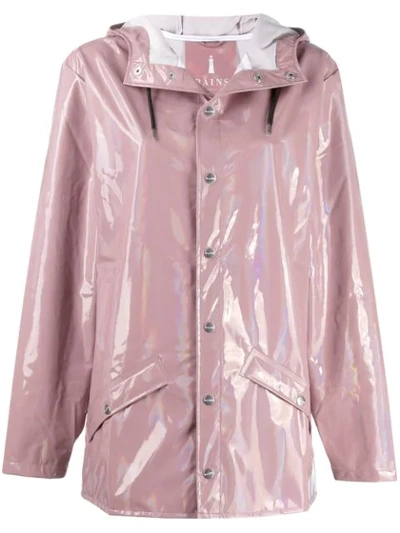 Rains Dusky Pink Holographic Pvc Raincoat In Pink