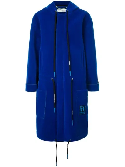 Off-white Cobalt Neoprene-backed Velvet Parka In Blue