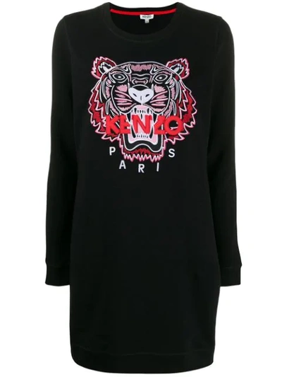Kenzo Tiger-embroidered Sweater Dress In Black | ModeSens