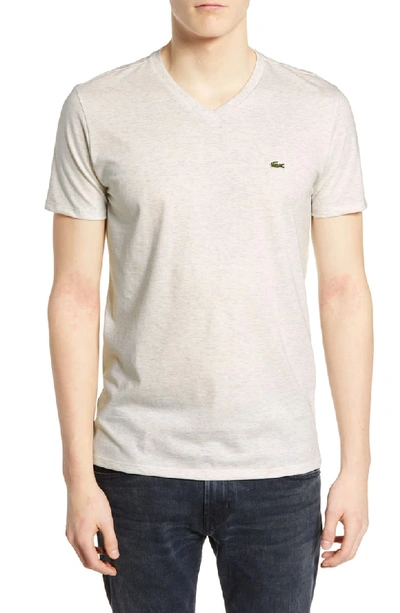 Lacoste V-neck Pima Cotton Tee In Alpes Grey Chine