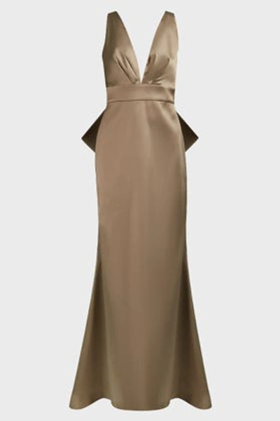 Sachin & Babi Penelope Bow-embellished Crepe Gown In Grey
