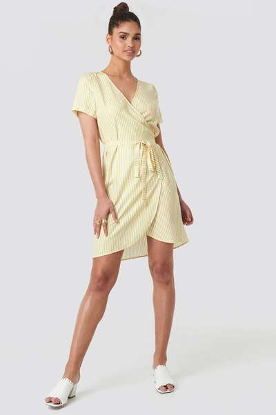 Na-kd Striped Wrap Mini Dress - Yellow