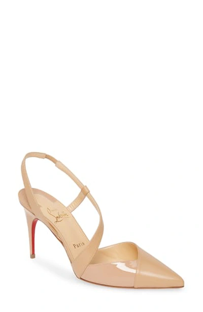 Christian Louboutin Platina Pointy Toe Slingback Pump In Nude