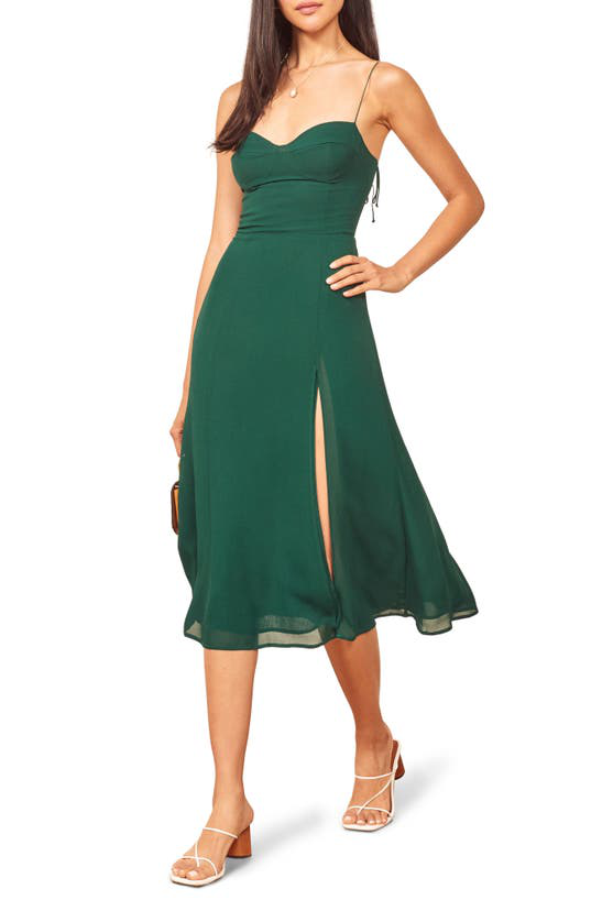 Reformation Juliette High Slit Sundress In Emerald | ModeSens
