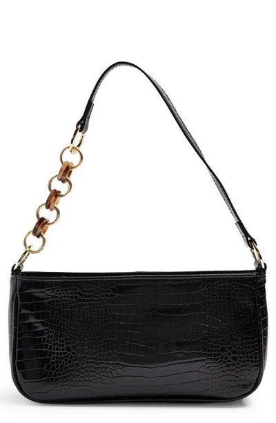 Topshop Spin Snake Print Shoulder Handbag In Black