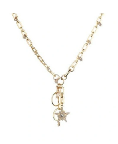 Nicole Miller Large Link Star Charm Necklace In Gold