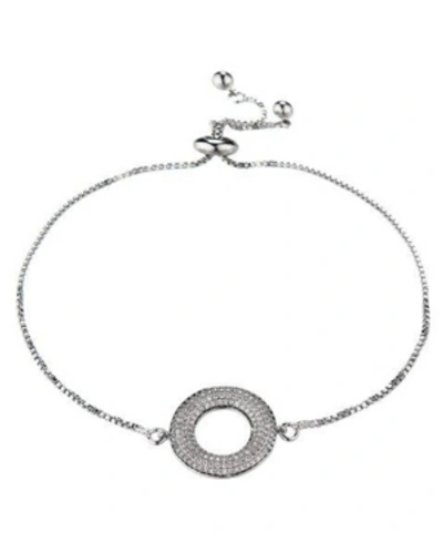 Nicole Miller Cubic Zirconia Halo Flower Bracelet In Silver