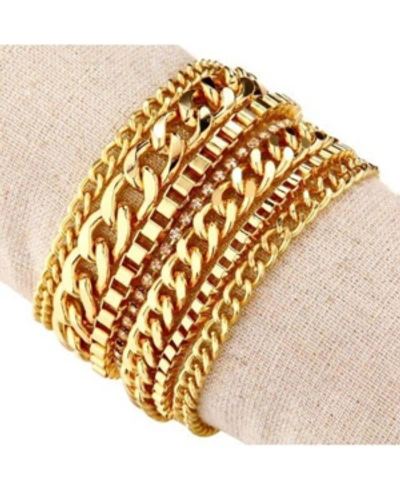 Nicole Miller Multi-chain Magnetic Bracelet In Gold
