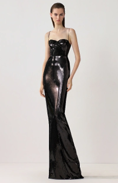 Alex Perry Ford-sequin Column Gown In Black