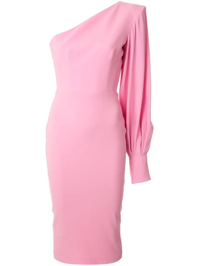 Alex Perry Warner-one Shoulder Crepe Midi Dress In Pink