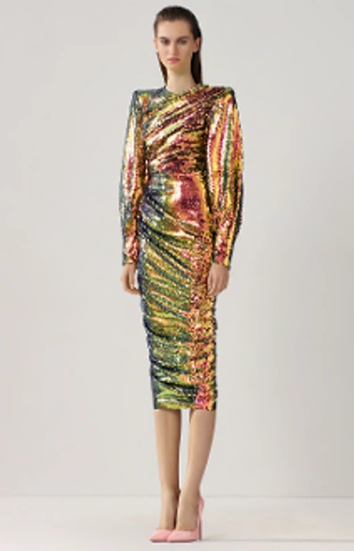 Alex Perry Garret-sequin Embellished Midi Dress D618 In Pink_gold