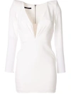 Alex Perry Miller-long Sleeve Crepe Mini Dress In White