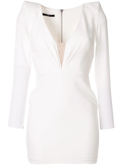 Alex Perry Miller-long Sleeve Crepe Mini Dress In White