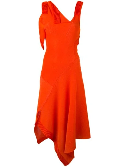 Victoria Beckham Asymmetric Flared Dress In Bright Orange