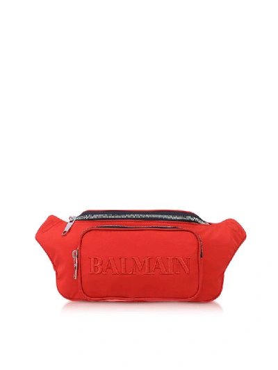 Balmain Nylon Belt Bag 35 In Red