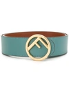 Fendi F Logo Ring Belt In Green