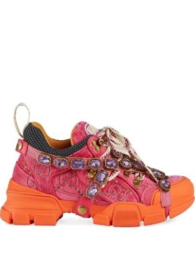 Gucci Women's Flashtrek Sneaker With Crystals In Pink | ModeSens