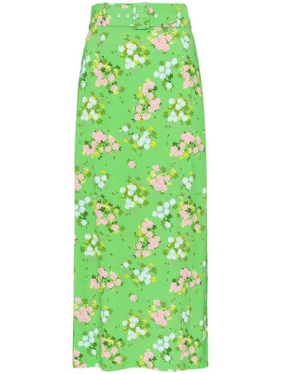 Bernadette Small Roses Print Midi Skirt In Green