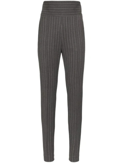 Alexandre Vauthier High-waisted Pinstripe Trousers In Grey