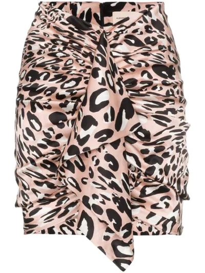 Alexandre Vauthier Printed Stretch Satin Draped Mini Skirt In Neutrals