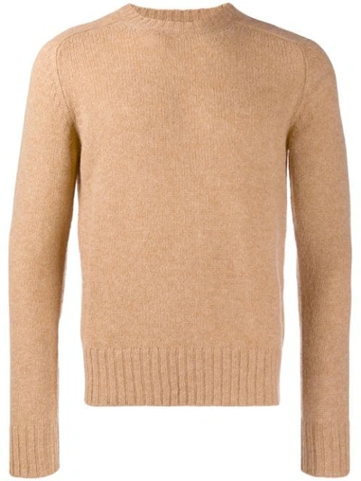 Prada Crew Neck Jumper In Brown