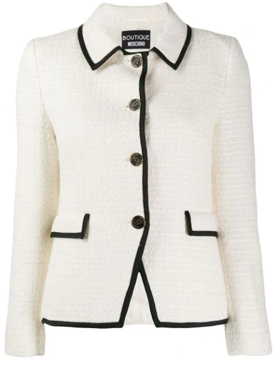 Boutique Moschino Mat Jacket With Piping In White