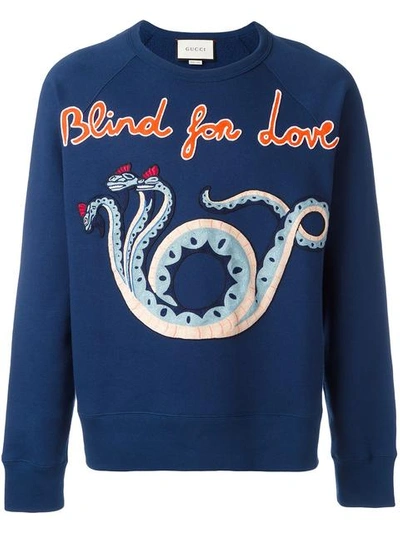 Kompatibel med Vie Turbulens Gucci Blind For Love Sweatshirt In Blue | ModeSens