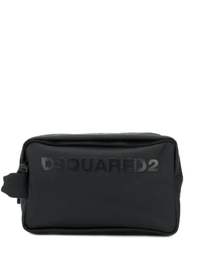 Dsquared2 Logo Patch Wash Bag In Black