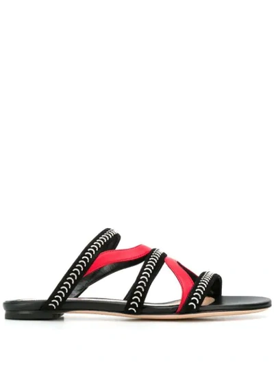 Alexander Mcqueen Suede And Nappa Leather Cage Sandals In Red