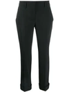 Prada Cropped Pleated Trousers In Black