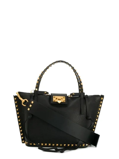 Valentino Garavani Rockstud Leather Tote In Black