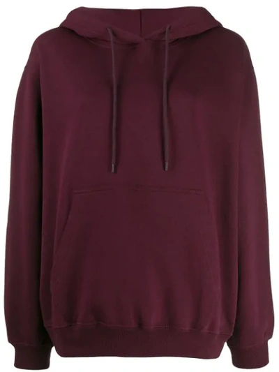 Msgm Kangaroo Pocket Hoodie In Red