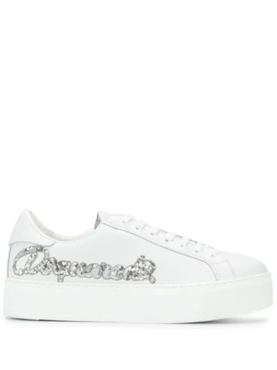 Dsquared2 Low Sequinned Logo Sneakers In White