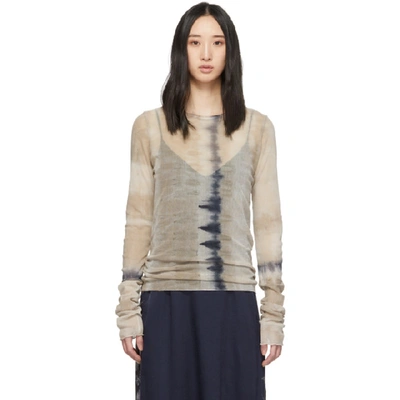 Raquel Allegra Brown Mesh Fitted Long Sleeve T-shirt In Sandcamo Td