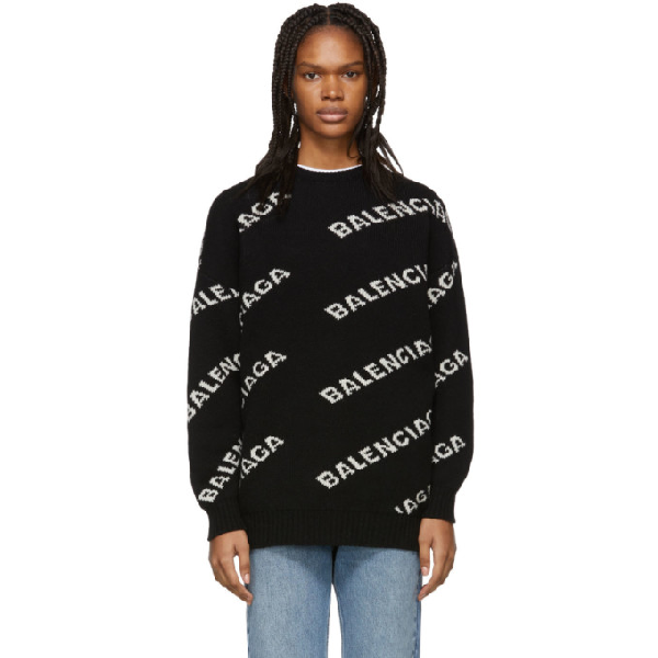 balenciaga intarsia knitted sweater