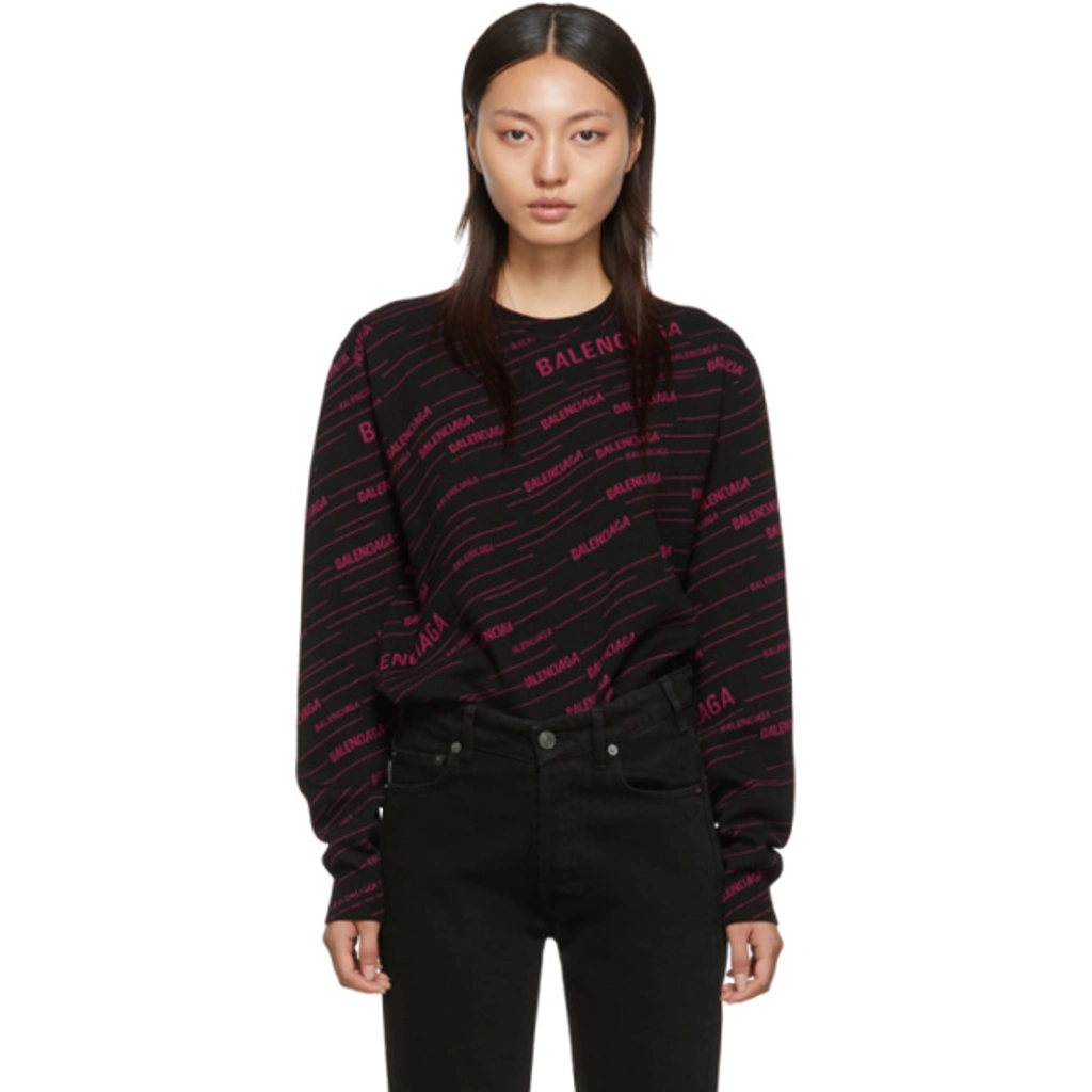 Balenciaga Intarsia Wool-blend Sweater In Black | ModeSens