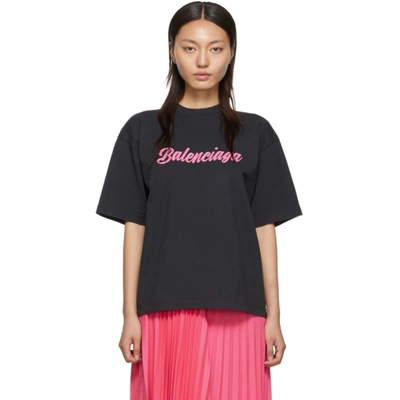 Balenciaga Printed Cotton-jersey T-shirt In 8465 Blk Pi