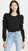 Rebecca Minkoff Janine Pleated-shoulder Sweatshirt In Black